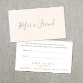 Eenvoudig Blush Roze Manuscript Verwijs een Vriend Klantenkaartje