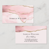 Eenvoudig Blush Roze marmer Agate Gold Glitter Visitekaartje (Voorkant / Achterkant)