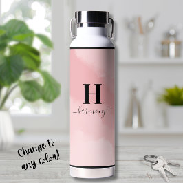 Eenvoudig Blush Roze Monogram Waterfles