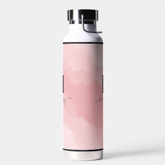 Eenvoudig Blush Roze Monogram Waterfles (Links)