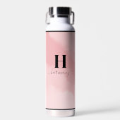 Eenvoudig Blush Roze Monogram Waterfles (Voorkant)