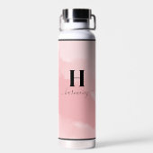 Eenvoudig Blush Roze Monogram Waterfles (Achterkant)