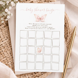 Eenvoudig Blush Vlinder Boog Baby Shower Bingo Spe Kaart