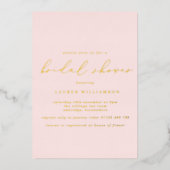 Eenvoudig Blush Vrijgezellenfeest Gold Folie Uitnodiging (Voorkant)