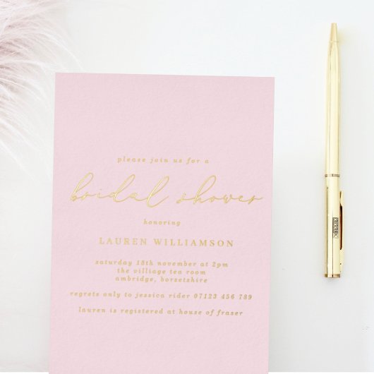 Eenvoudig Blush Vrijgezellenfeest Gold Folie Uitnodiging