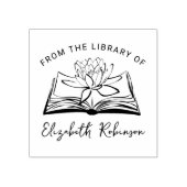 Eenvoudig boek met Lotus, Uit de Bibliotheek van, Rubberstempel (Afrduk)