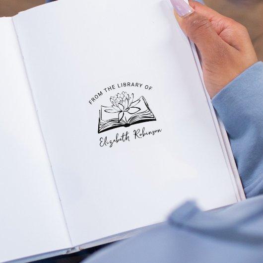 Eenvoudig boek met Lotus, Uit de Bibliotheek van, Rubberstempel