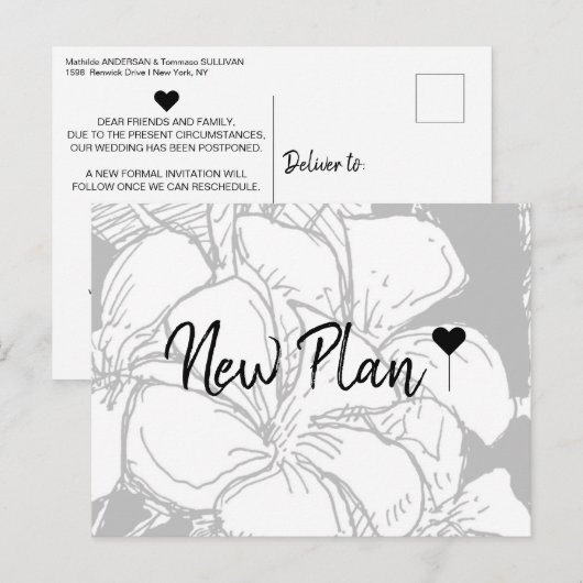 Eenvoudig Boheems Script Bloemenplan Nieuw Plan Briefkaart (Voorkant / Achterkant)