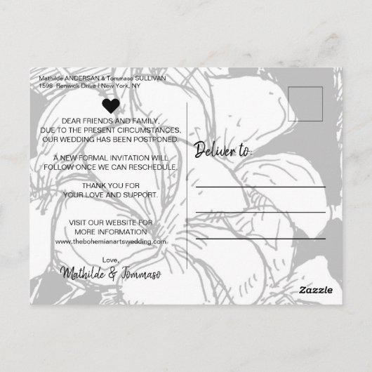 Eenvoudig Boheems Script Wit Wijzig de Datum Briefkaart (Achterkant)