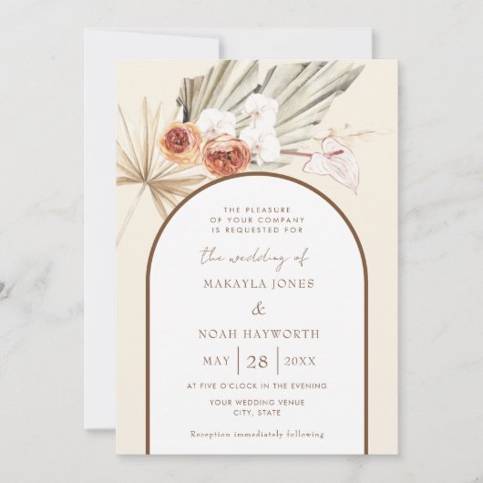 Eenvoudig Bohemian Pampas Grass Boho Wedding Kaart (Voorkant)