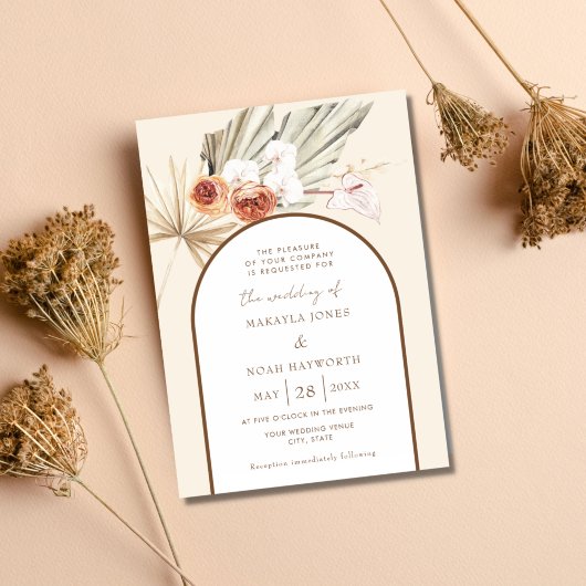 Eenvoudig Bohemian Pampas Grass Boho Wedding Kaart