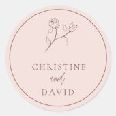 Eenvoudig Bohemian Wedding Floral Roos Ronde Sticker (Voorkant)