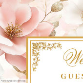 Eenvoudig bohemien blush gouden bruiloft gastenboe gastenboek