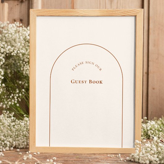 Eenvoudig Boho Arch Ivory Wedding Guest Book Sign Poster