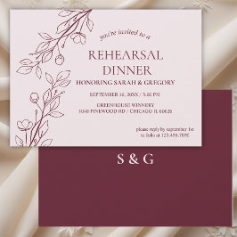 Eenvoudig Boho Bloemen Ruby Wijn Repetitie Diner Kaart