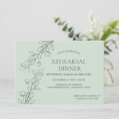 Eenvoudig Boho Bloemen Sage Groen repetitie diner Kaart (Staand voorkant)