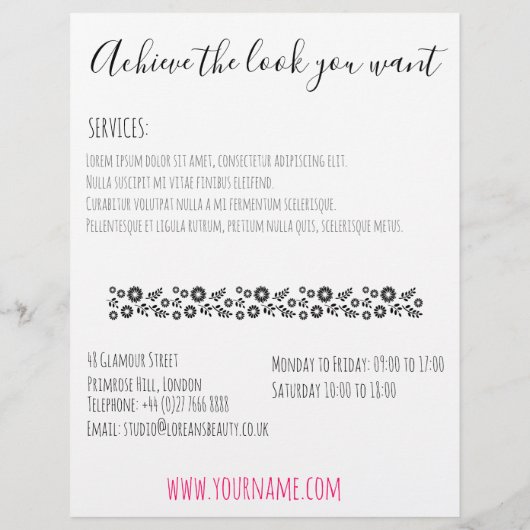 Eenvoudig Boho Bruidskapsel Stylist Romantische Bl Flyer (Achterkant)