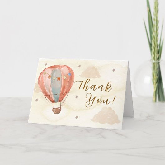 Eenvoudig Boho  Hete Luchtballon Baby shower Bedankkaart (Voorkant)