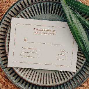 Eenvoudig Boho Ivory Wedding Menu Keuze RSVP