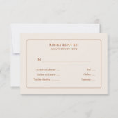 Eenvoudig Boho Ivory Wedding Menu Keuze RSVP (Voorkant)