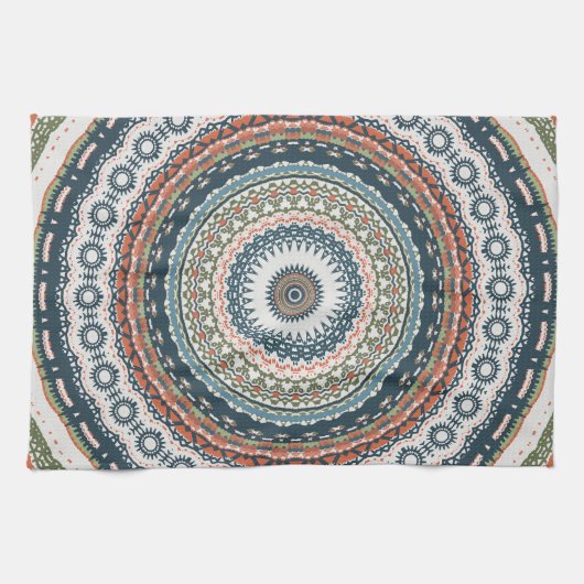 Eenvoudig Boho Mandala-ontwerp Theedoek (Horizontaal)
