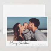 Eenvoudig Boho Modern Script Merry-kerstfoto Feestdagenkaart (Voorkant / Achterkant)