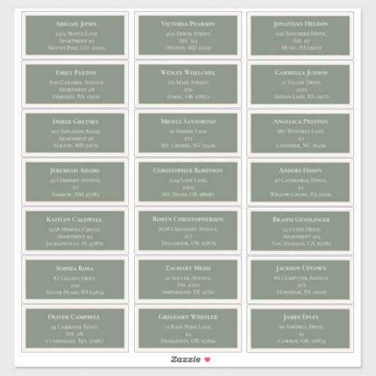 Eenvoudig Boho Sage Green Wedding Guest Adres Sticker (Vel)