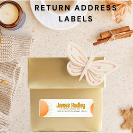 Eenvoudig Boho Sun-adreslabel voor retourzending Etiket