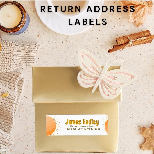 Eenvoudig Boho Sun-adreslabel voor retourzending Etiket