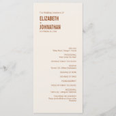 Eenvoudig Boho Terracotta Typografie Huwelijksprog Programmakaart (Voorkant)