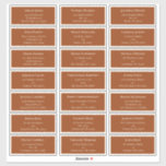 Eenvoudig Boho Terracotta Wedding Guest Adres Sticker<br><div class="desc">Dit Eenvoudige Boho Terracotta Wedding Guest Address Sticker-ontwerp biedt een geavanceerd gedempt palet van neutraal ivoor dat is gekoppeld aan een prachtige mix en opties voor roestterracotta, sage green en plum. De onderverklaarde elegantie van eenvoudige typografie en zachte bogen creëer een verzachtend en gepolijst estheticum met een klassieke, minimalistische stijl....</div>