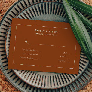 Eenvoudig Boho Terracotta Wedding Menu Keuze RSVP