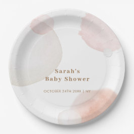 Eenvoudig Boho Waterverf Abstract Baby shower Papieren Bordje