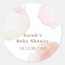Eenvoudig Boho Waterverf Abstract Baby shower Ronde Sticker