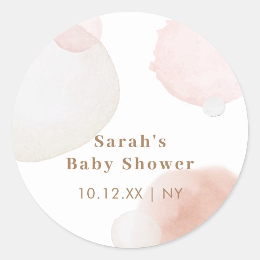 Eenvoudig Boho Waterverf Abstract Baby shower Ronde Sticker (Voorkant)