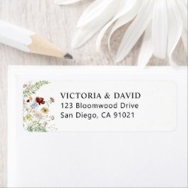 Eenvoudig Boho Wildbloemen Return Address Label