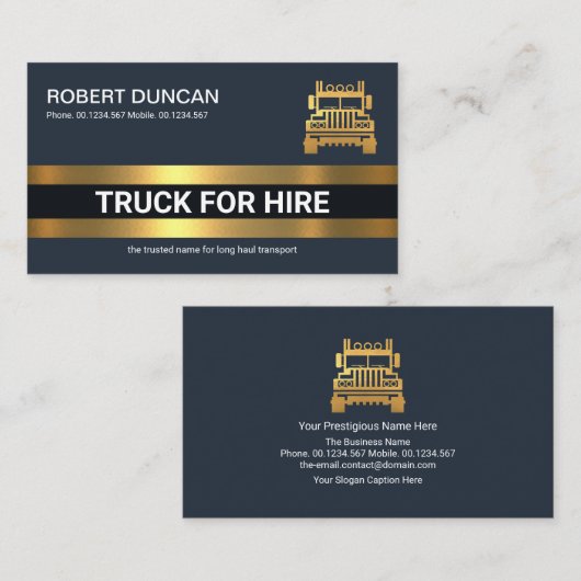Eenvoudig 'Bold Gold Line'-logistiek vrachtvervoer Visitekaartje (Voorkant / Achterkant)