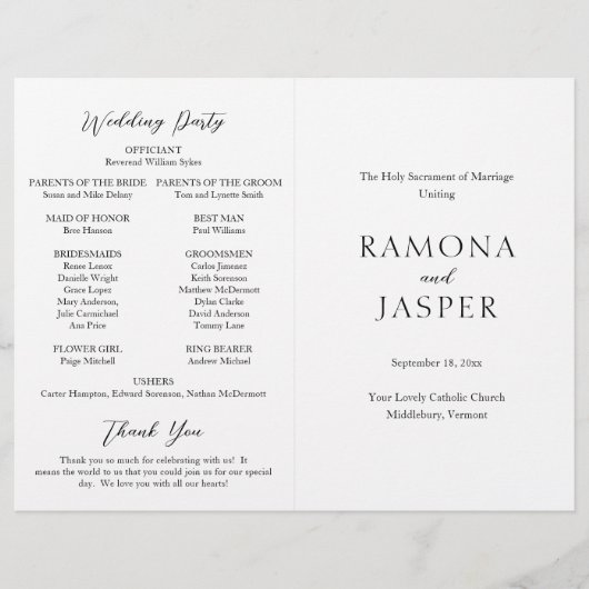 Eenvoudig Bold Modern Katholiek Trouwprogramma (Voorkant)