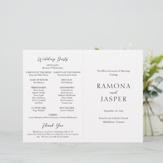 Eenvoudig Bold Modern Katholiek Trouwprogramma (Staand voorkant)