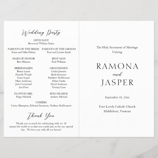 Eenvoudig Bold Modern Katholiek Trouwprogramma Flyer (Voorkant)