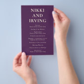 Eenvoudig Bold Paars Modern Trouwprogramma Flyer (Hand)