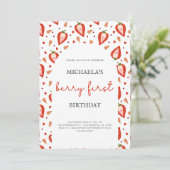 Eenvoudig boogmeisje Berry eerste verjaardag Kaart (Staand voorkant)