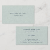 Eenvoudig Bord Blauw-Groen Natuurlijke Linnen Text Visitekaartje (Voorkant / Achterkant)