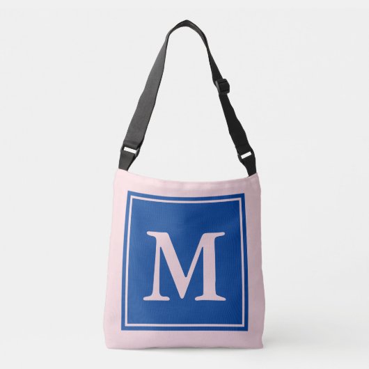 Eenvoudig Bord Roze en Blauw met Monogram Crossbody Tas (Voorkant)