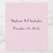 Eenvoudig Bord Roze en zwart bruiloft gunst Wijn Etiket (Enkel label)