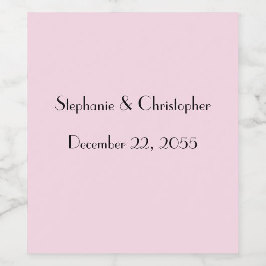 Eenvoudig Bord Roze en zwart bruiloft gunst Wijn Etiket (Enkel label)