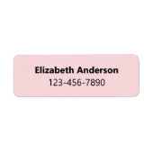 Eenvoudig Bord Roze & Zwarte Naam Vet & Telefoonnu Etiket (Voorkant)