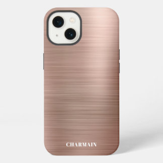 Eenvoudig Borstel Metaal Roze Goud iPhone 13 Hoesje