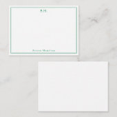 Eenvoudig Bos Groen 2 Monogram Naam Minimale Rand Notitiekaartje (Voorkant / Achterkant)