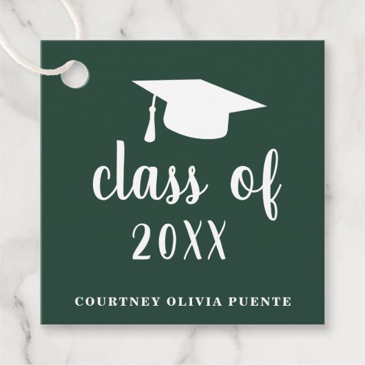 Eenvoudig Bos Groene Mortierraad Modern Afstuderen Bedankjes Labels (Voorkant)